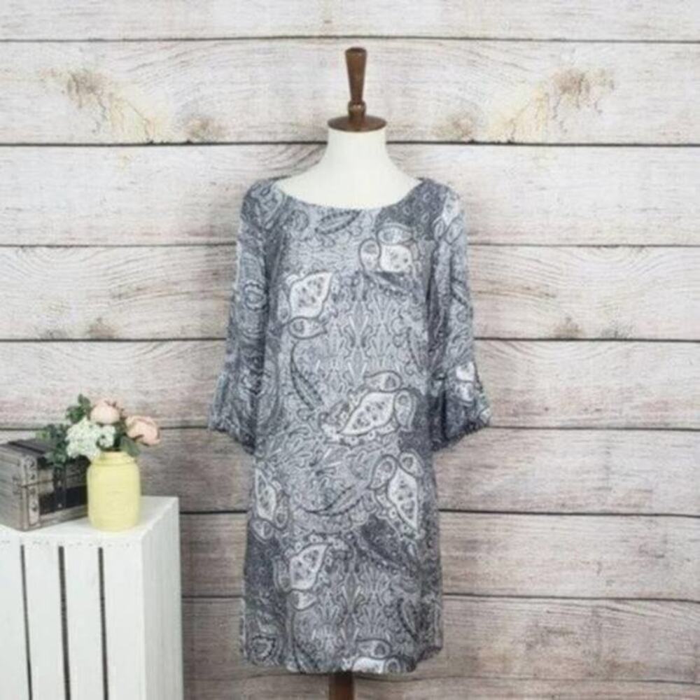 Joie Paisley Silk Shift Dress Black White XS‎